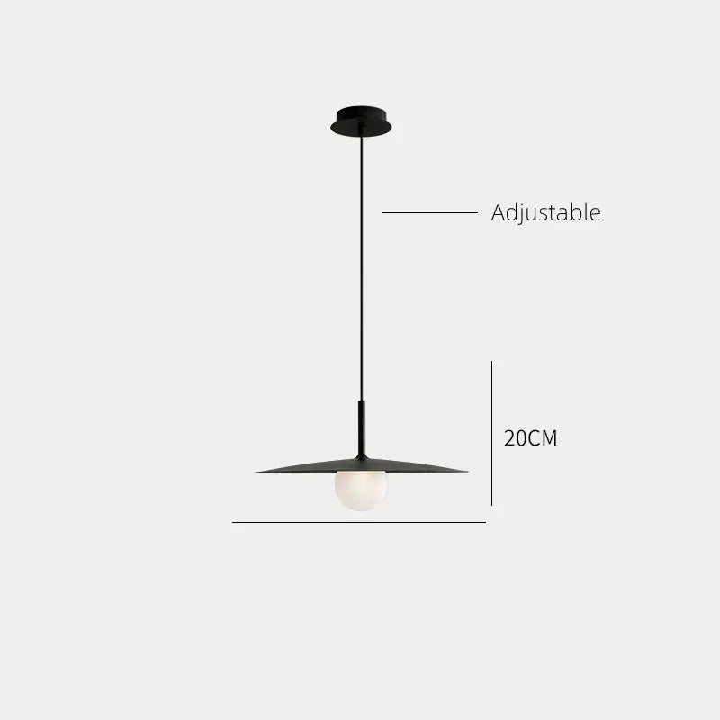 Modern minimalist black & white flying saucer dining room light