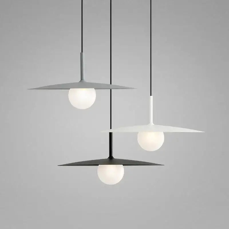 Modern minimalist black & white flying saucer dining room light