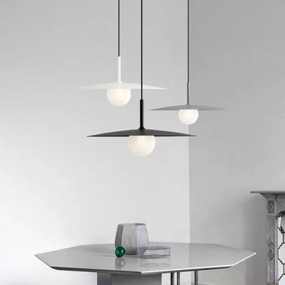 Modern minimalist black & white flying saucer dining room light
