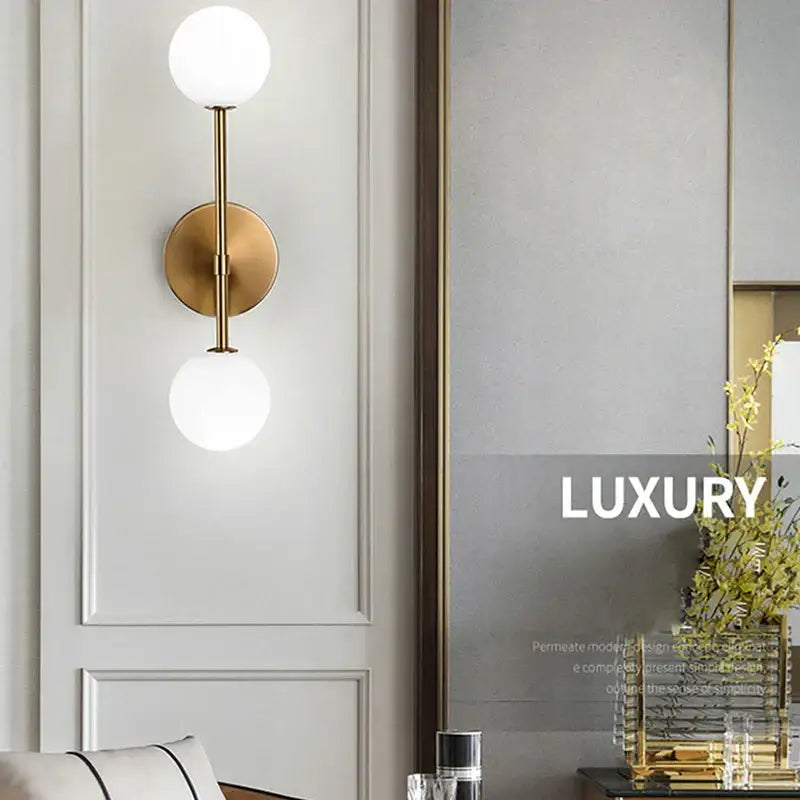 Modern minimalist black & white frosted glass ball led wall lamp bedroom