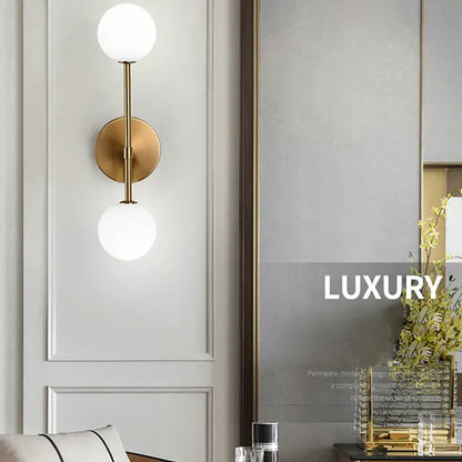 Modern minimalist black & white frosted glass ball led wall lamp bedroom