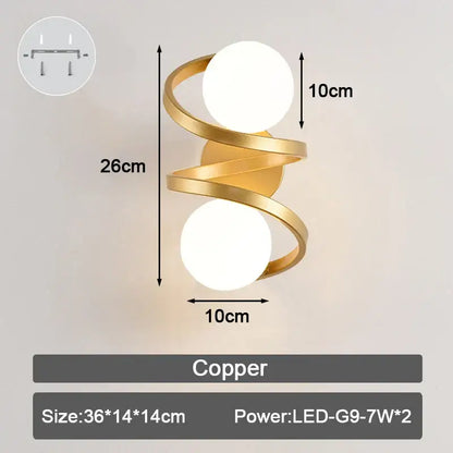 Modern minimalist black & white frosted glass ball led wall lamp bedroom