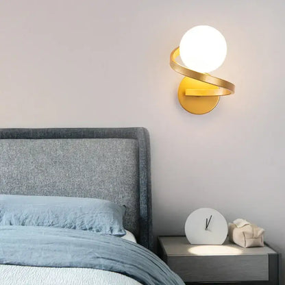 Modern minimalist black & white frosted glass ball led wall lamp bedroom