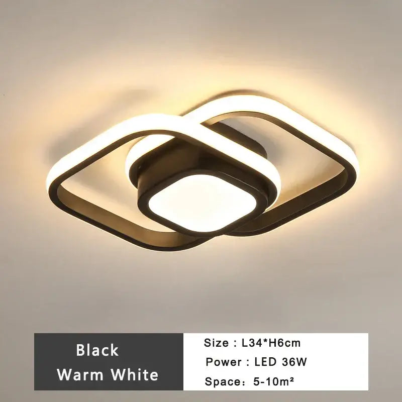 Modern minimalist black & white led ceiling lamp bedroom lighting