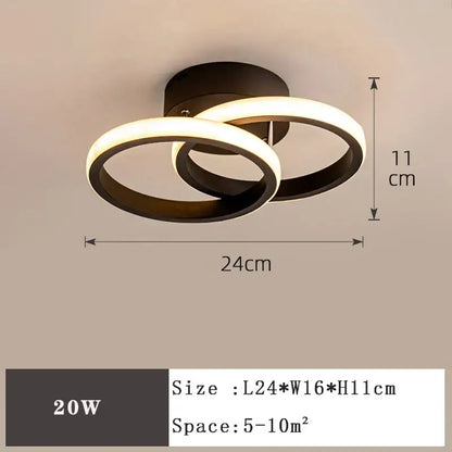 Modern minimalist black & white led ceiling lamp bedroom lighting