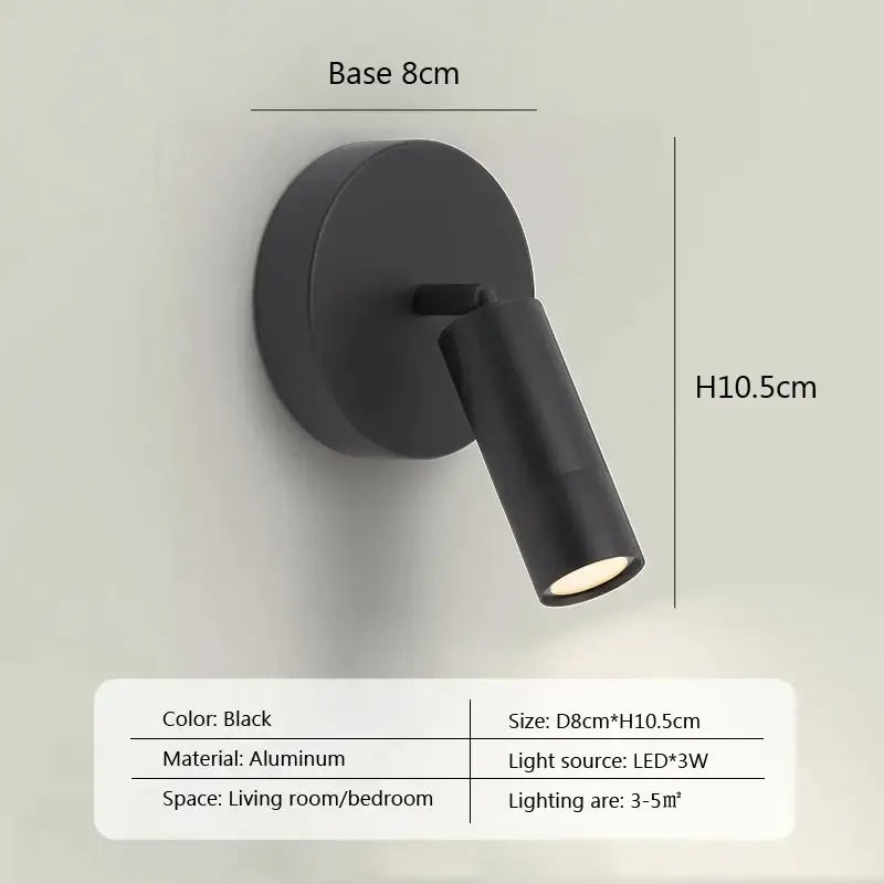 Modern minimalist black & white led wall lamp bedroom spotlight