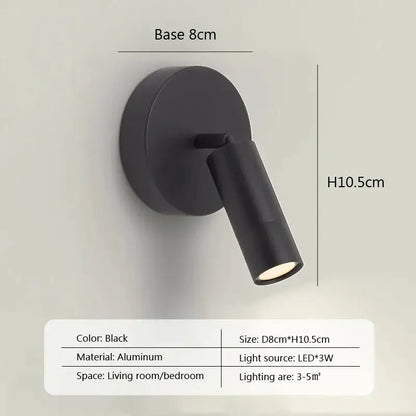 Modern minimalist black & white led wall lamp bedroom spotlight