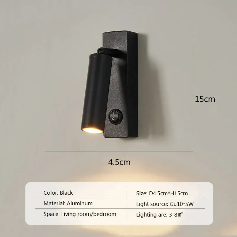 Modern minimalist black & white led wall lamp bedroom spotlight