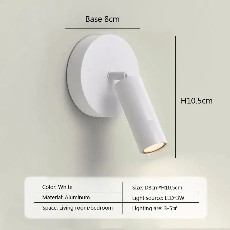 Modern minimalist black & white led wall lamp bedroom spotlight