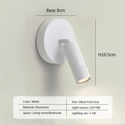 Modern minimalist black & white led wall lamp bedroom spotlight