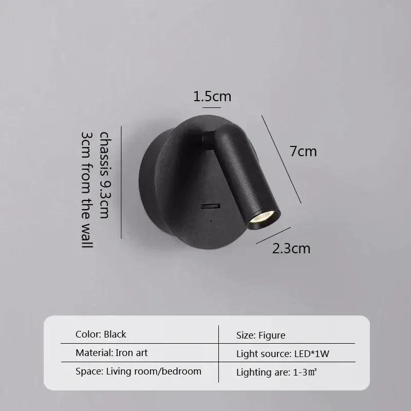 Modern minimalist black & white led wall lamp bedroom spotlight