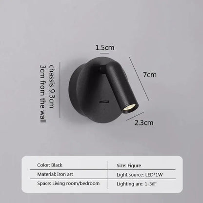 Modern minimalist black & white led wall lamp bedroom spotlight
