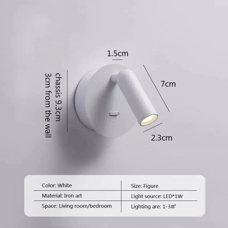 Modern minimalist black & white led wall lamp bedroom spotlight
