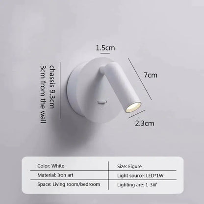 Modern minimalist black & white led wall lamp bedroom spotlight