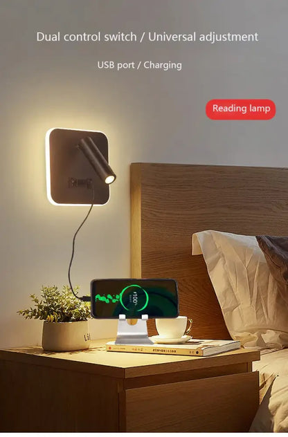 Modern minimalist black & white led wall lamp usb bedroom sconce