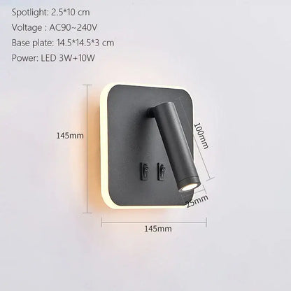 Modern minimalist black & white led wall lamp usb bedroom sconce