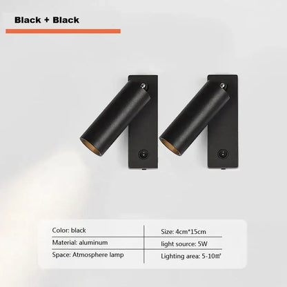 Modern minimalist black & white led wall light bedroom spotlight