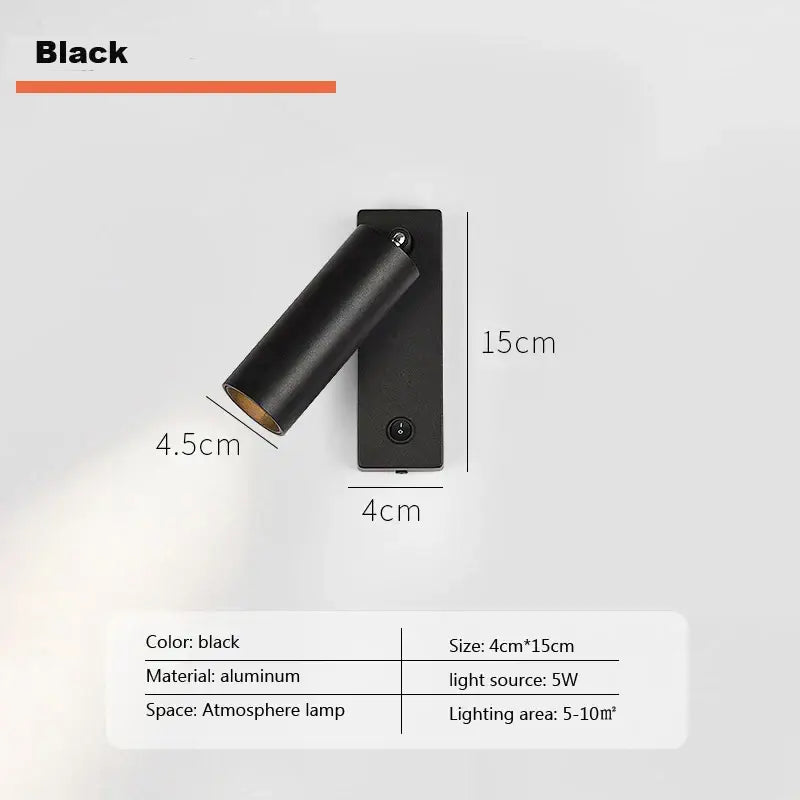 Modern minimalist black & white led wall light bedroom spotlight