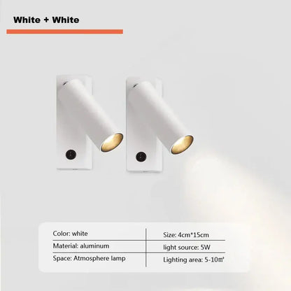 Modern minimalist black & white led wall light bedroom spotlight