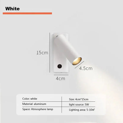 Modern minimalist black & white led wall light bedroom spotlight