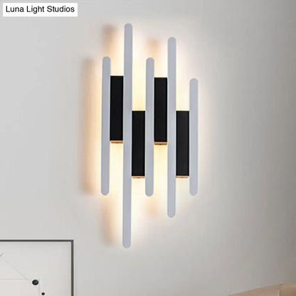 Modern minimalist black & white led wall sconce bedroom warm white light