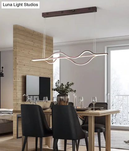 Modern minimalist black & white wave led ceiling light kitchen pendant