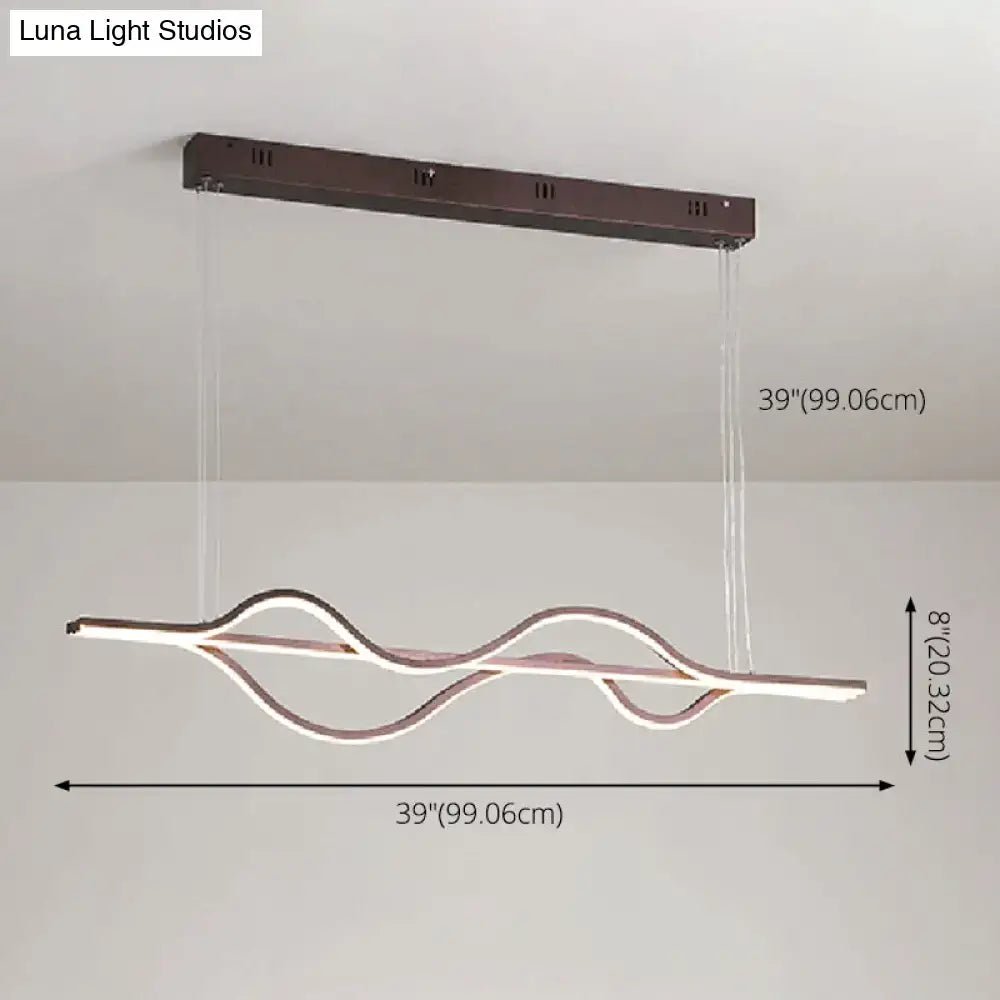 Modern minimalist black & white wave led ceiling light kitchen pendant