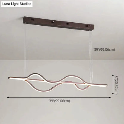 Modern minimalist black & white wave led ceiling light kitchen pendant