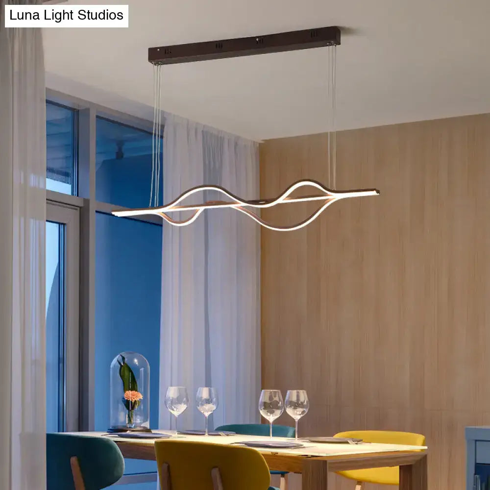 Modern minimalist black & white wave led ceiling light kitchen pendant
