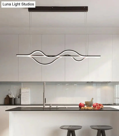 Modern minimalist black & white wave led ceiling light kitchen pendant