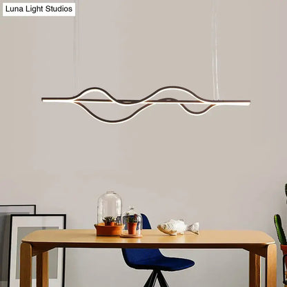 Modern minimalist black & white wave led ceiling light kitchen pendant