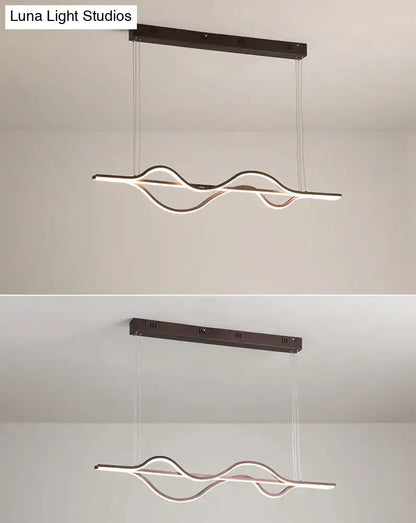 Modern minimalist black & white wave led ceiling light kitchen pendant