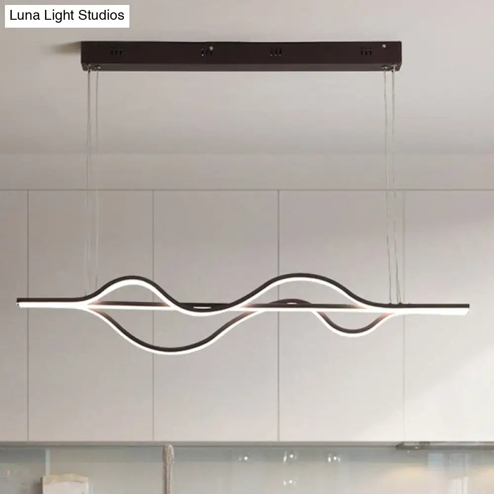 Modern minimalist black & white wave led ceiling light kitchen pendant