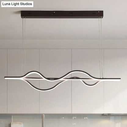 Modern minimalist black & white wave led ceiling light kitchen pendant