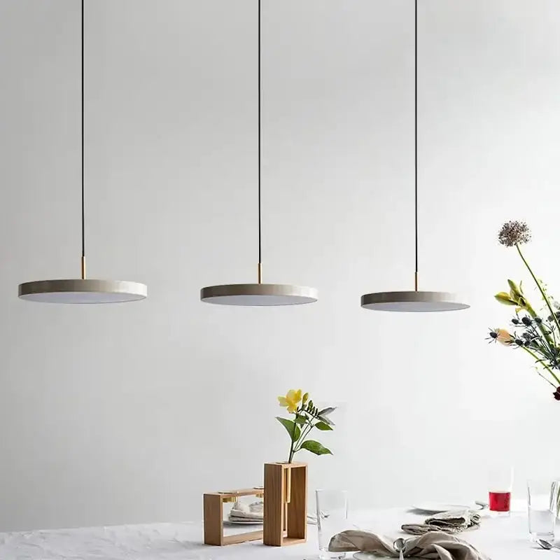 Modern minimalist blue and gold led study disc pendant light bedroom