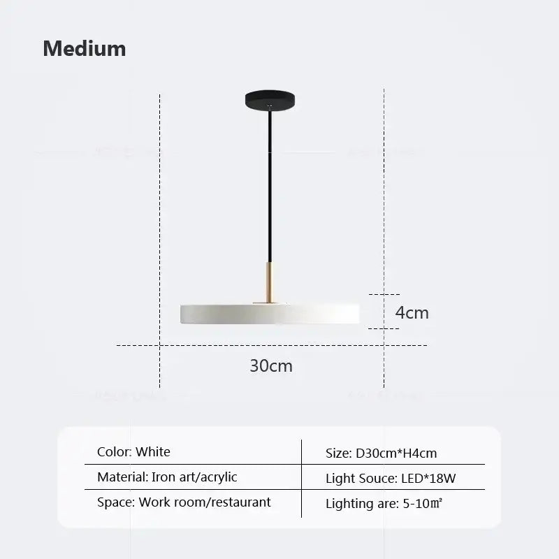 Modern minimalist blue and gold led study disc pendant light bedroom