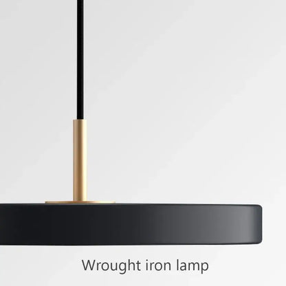 Modern minimalist blue and gold led study disc pendant light bedroom