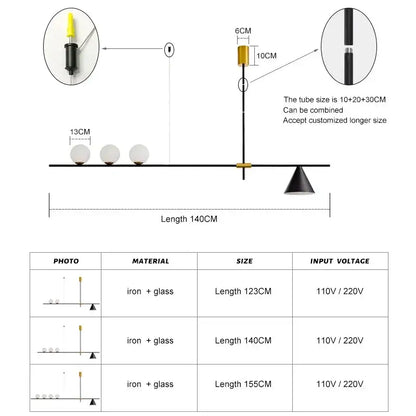 Modern minimalist brass and glass chandelier pendant light dining room