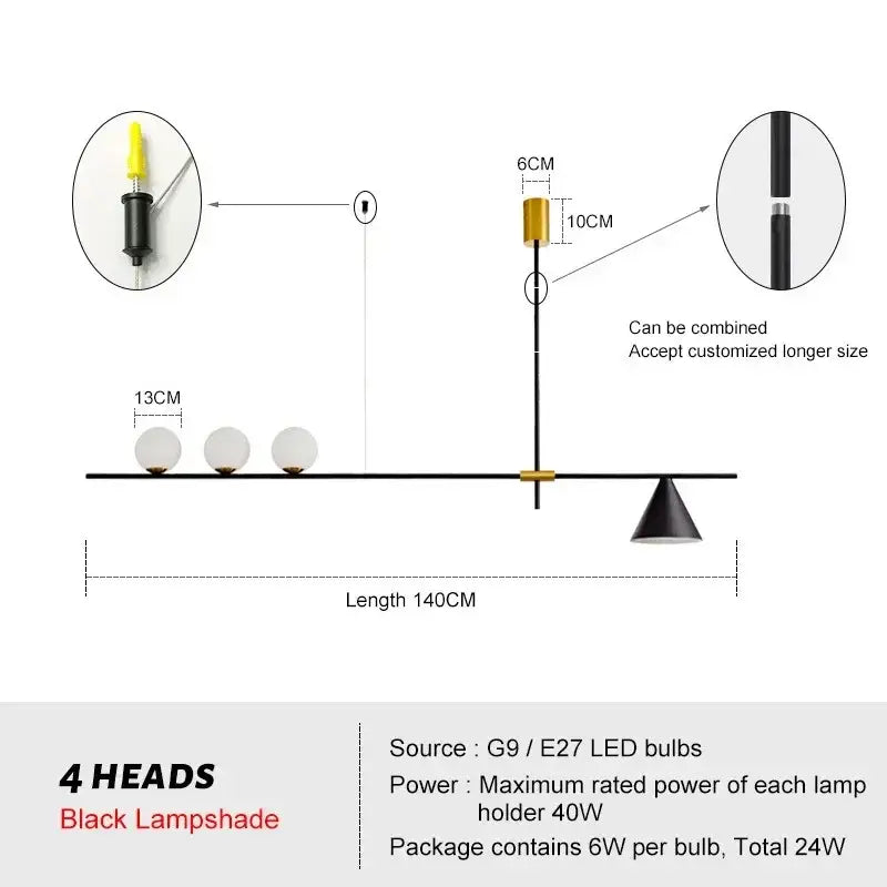 Modern minimalist brass and glass chandelier pendant light dining room