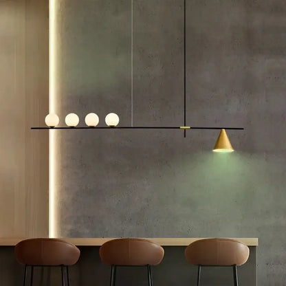 Modern minimalist brass and glass chandelier pendant light dining room