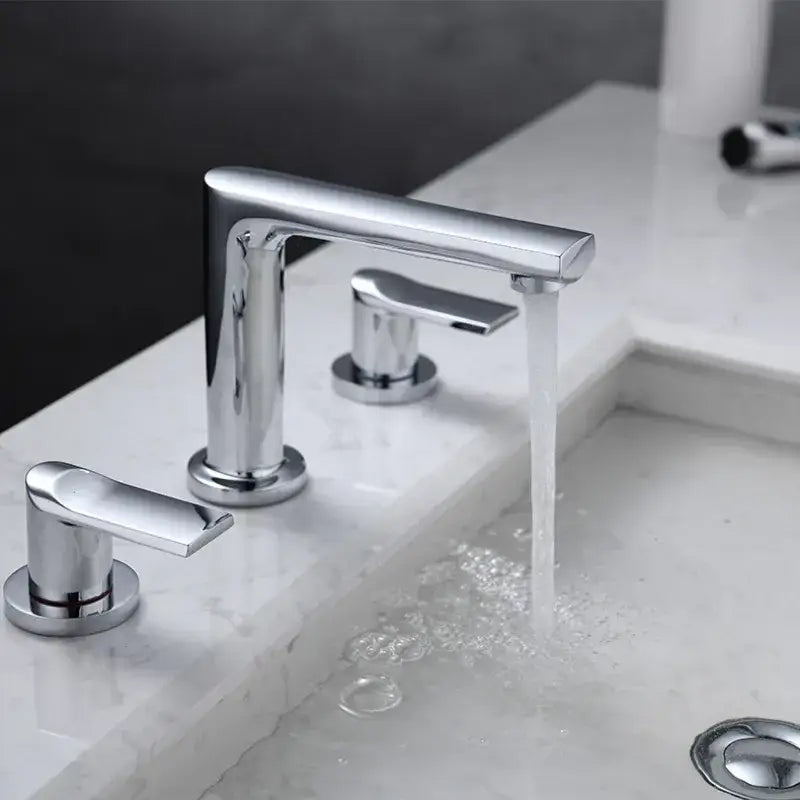 Modern minimalist brush gold widespread basin faucet bathroom mixer