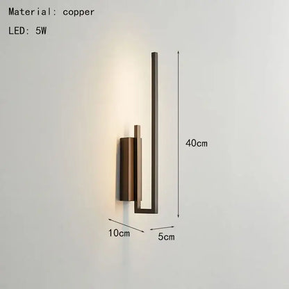 Modern minimalist brushed bronze & gold brass wall sconce bedroom light