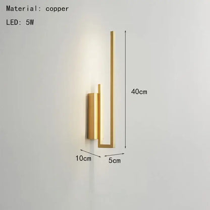 Modern minimalist brushed bronze & gold brass wall sconce bedroom light