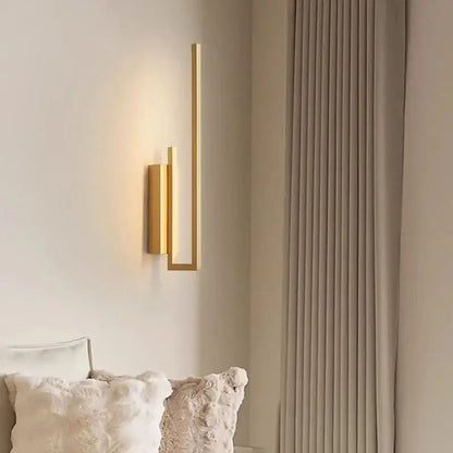 Modern minimalist brushed bronze & gold brass wall sconce bedroom light