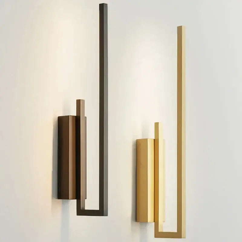 Modern minimalist brushed bronze & gold brass wall sconce bedroom light