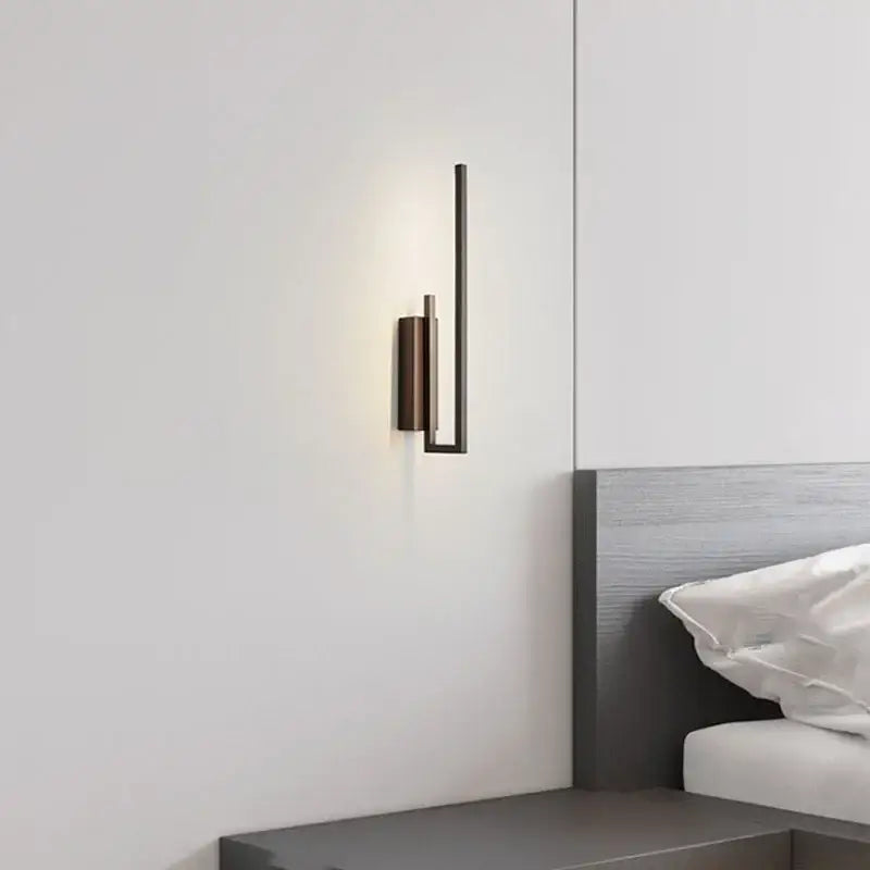 Modern minimalist brushed bronze & gold brass wall sconce bedroom light