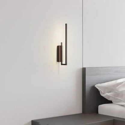 Modern minimalist brushed bronze & gold brass wall sconce bedroom light