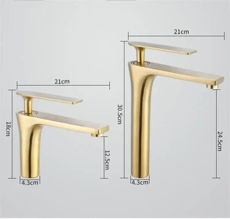 Modern minimalist brushed gold basin faucet bathroom sink mixer tap