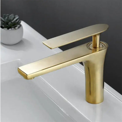 Modern minimalist brushed gold basin faucet bathroom sink mixer tap