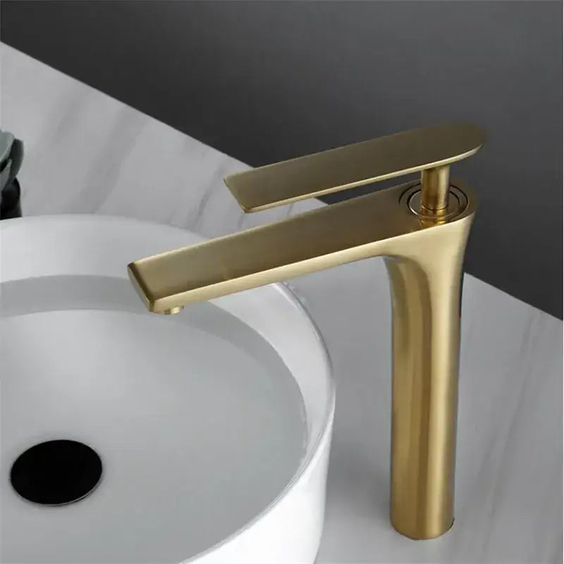 Modern minimalist brushed gold basin faucet bathroom sink mixer tap